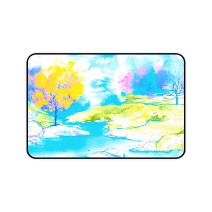 Joyful Landscapes Desk Mat, Yellow and Blue
