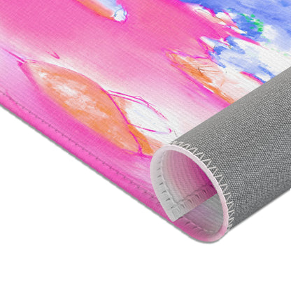 Joyful Landscapes Indoor Area Rug, Raspberry Pink and Green