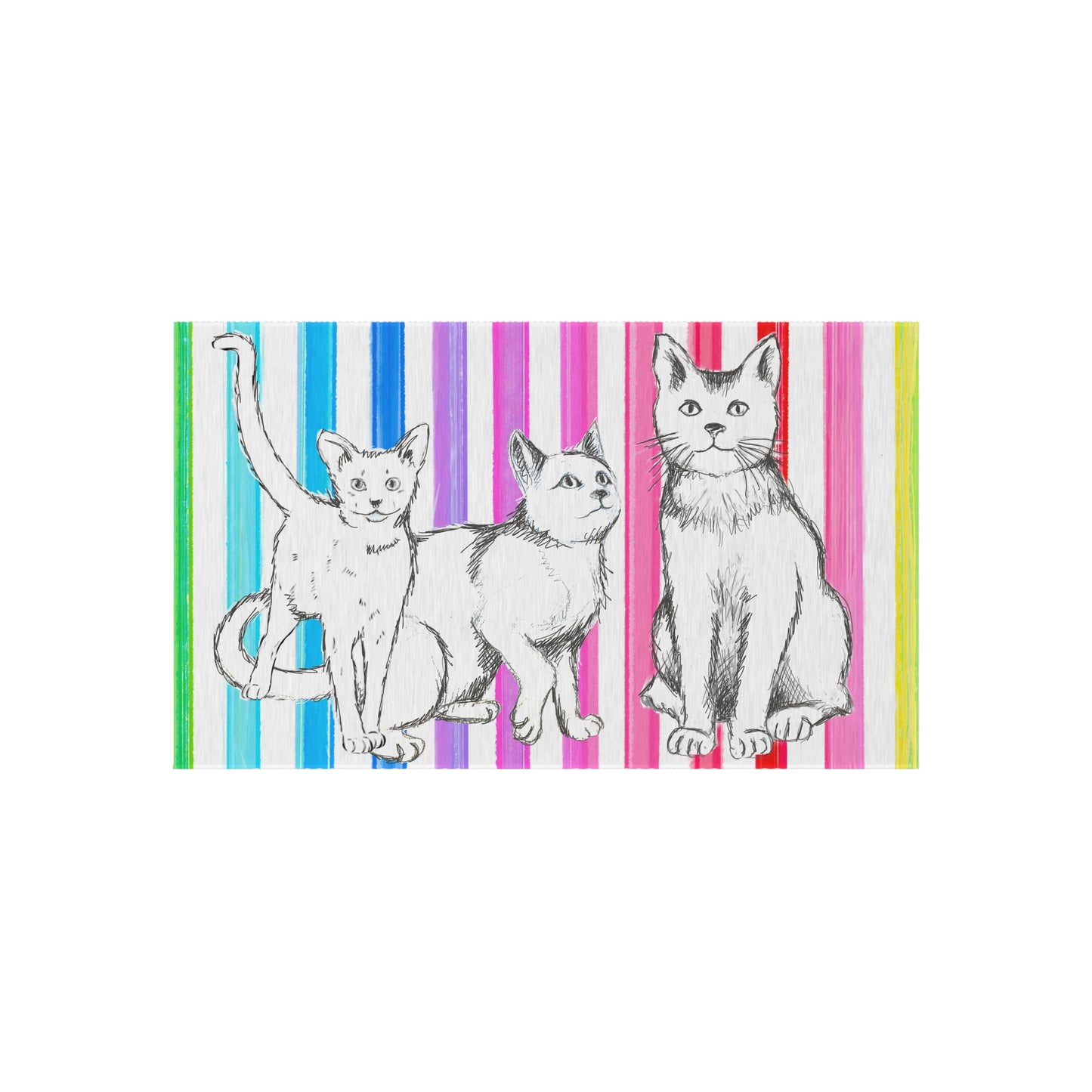 Kitty Fun Indoor/Outdoor Rug blue and black