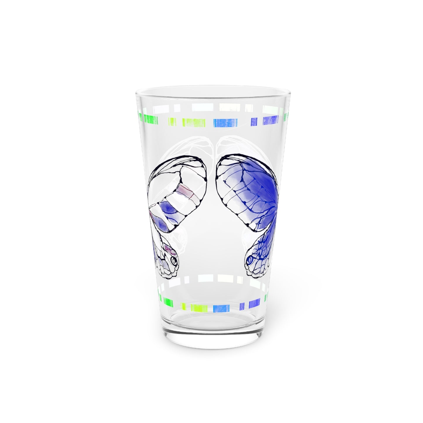 Butterfly FlutterStripe Pint Glass In Navy, 16oz