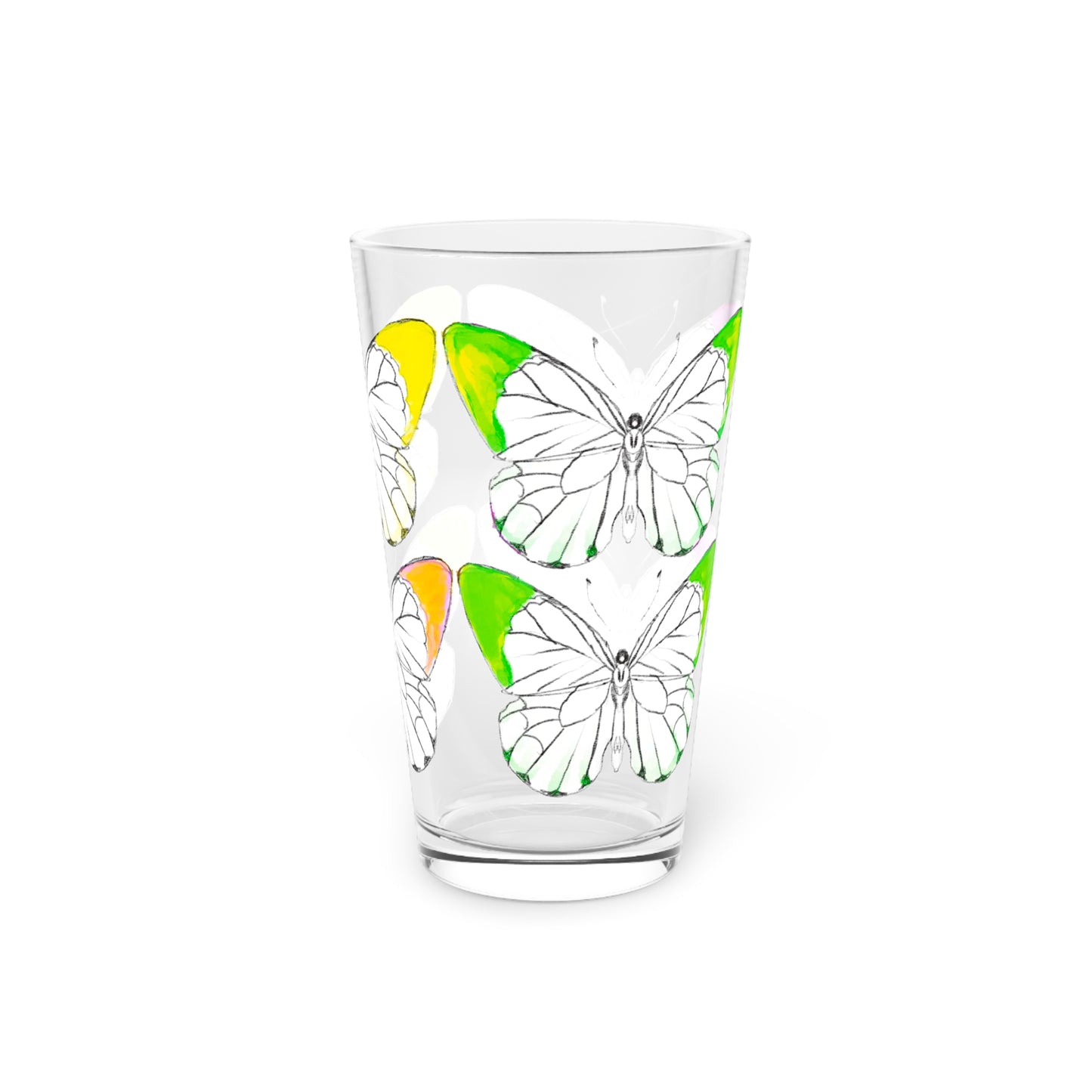 Chroma Pint Glass, 16oz Pink Yellow Green