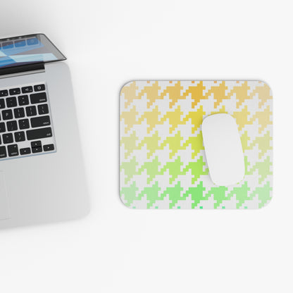 Houndstooth Fun in Green and Orange Mouse Pad