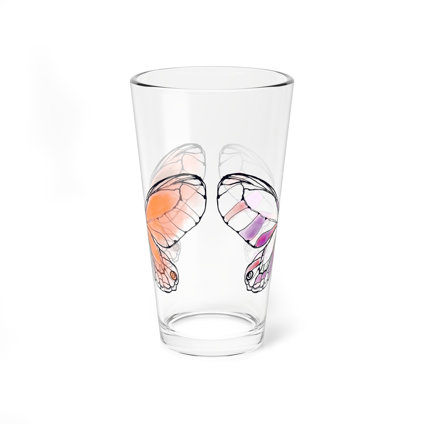 Mixing Glass, 16oz Butterfly Colorful Watercolor