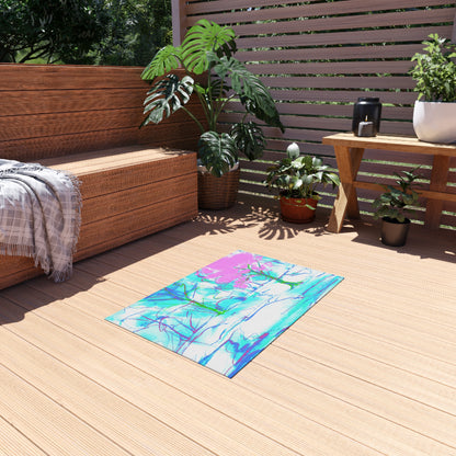 Inspirational Landscapes "Your aim matters" Indoor/Outdoor Area Rug in Blue, Aqua, and Lilac