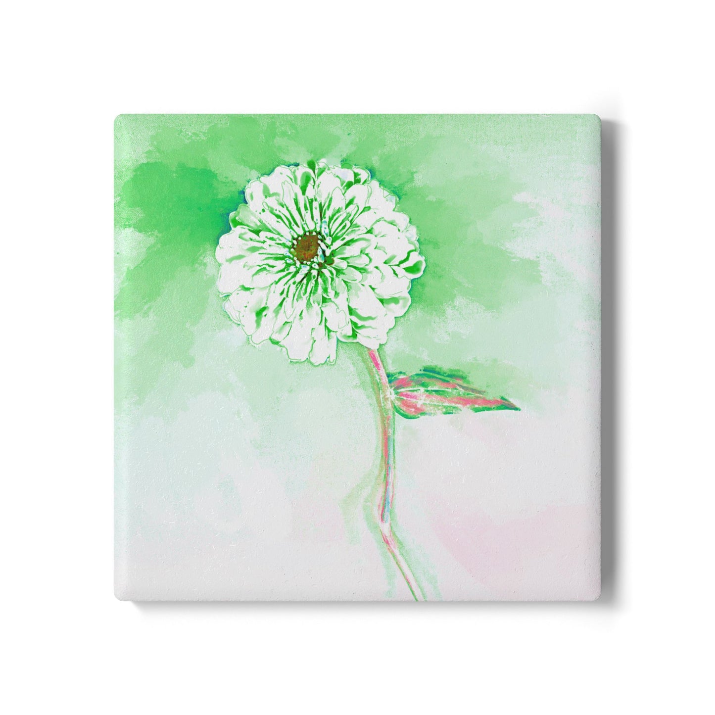 Zinnia Ceramic Coaster, Grass Green