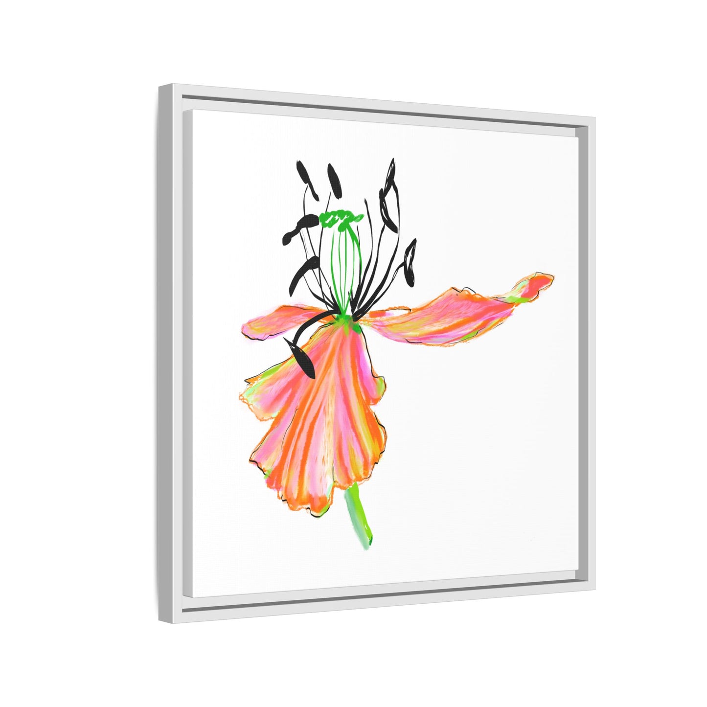 Dancing Tulips Matte Canvas, Framed (Multi-color) Orange