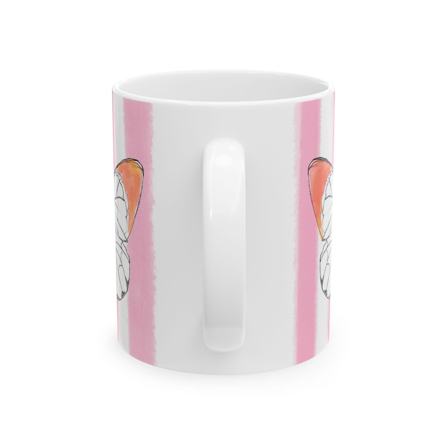 Butterfly Chroma Ceramic Mug in Orange with Pink Stripes, 11oz