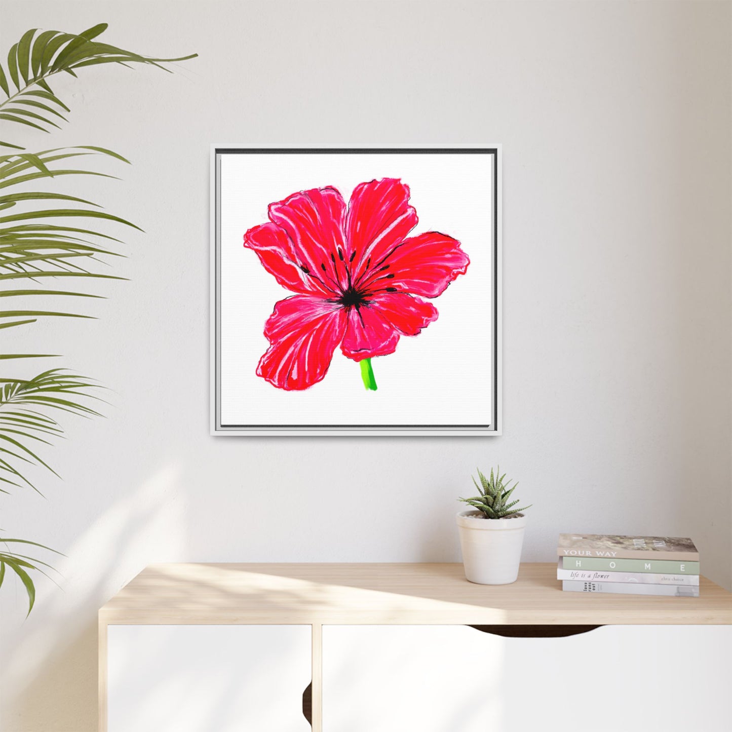 Dancing Tulips Matte Canvas, Framed  Red