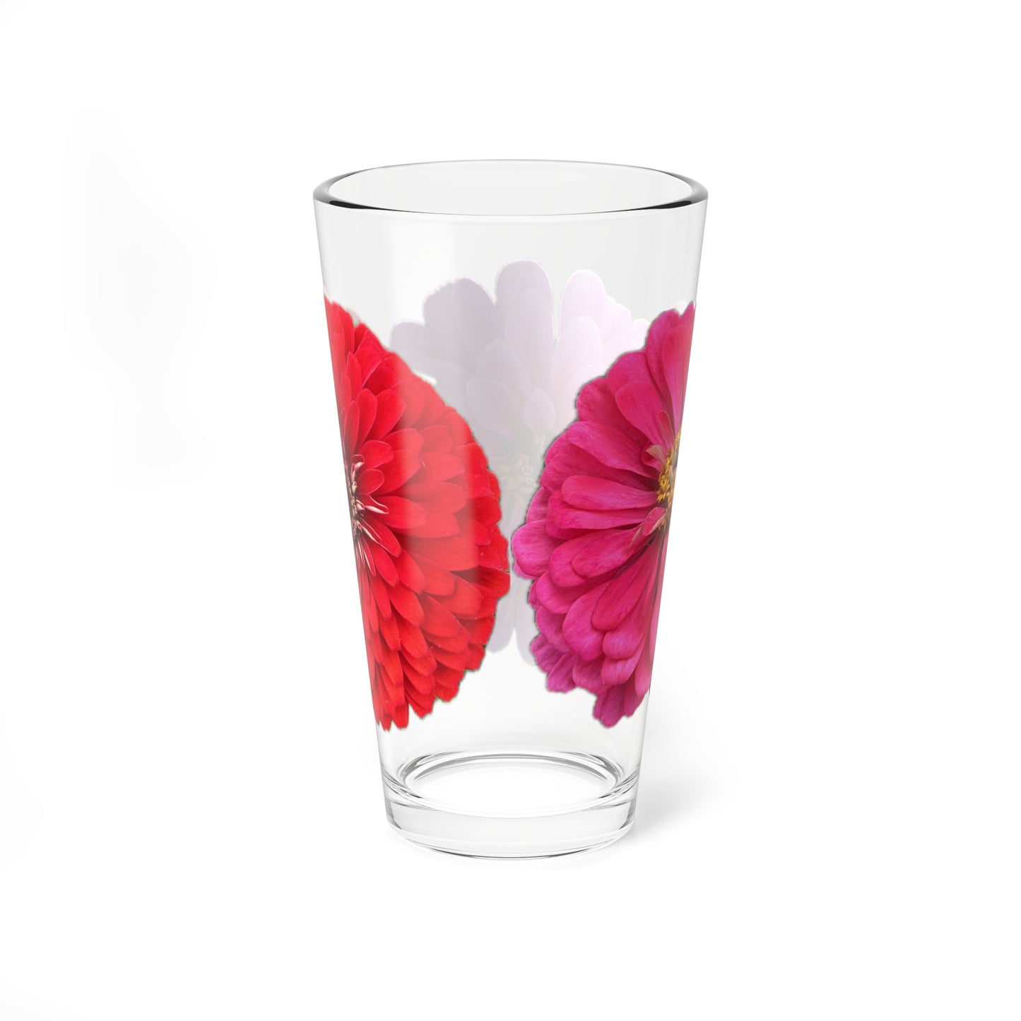 Zinnia Pint Glass Red Pink