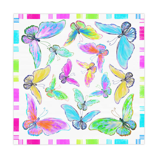 Butterfly Jive Tablecloth  Multi color stripes and mutti (square, 55" x 55")