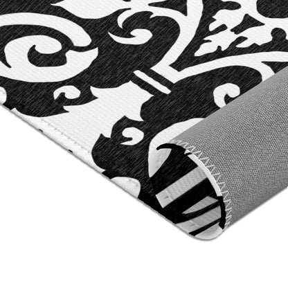 Scrollwork Indoor/Outdoor Rug Black