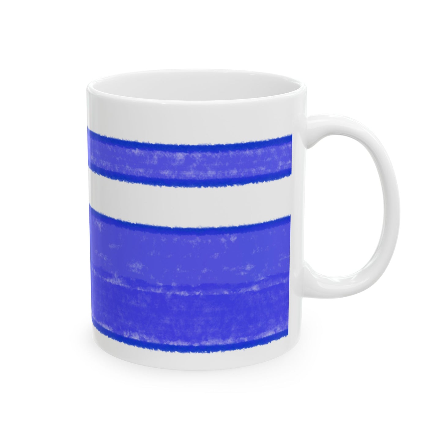 Mega Stripe Kitty Butterfly Flutter Ceramic Mug Ultramarine