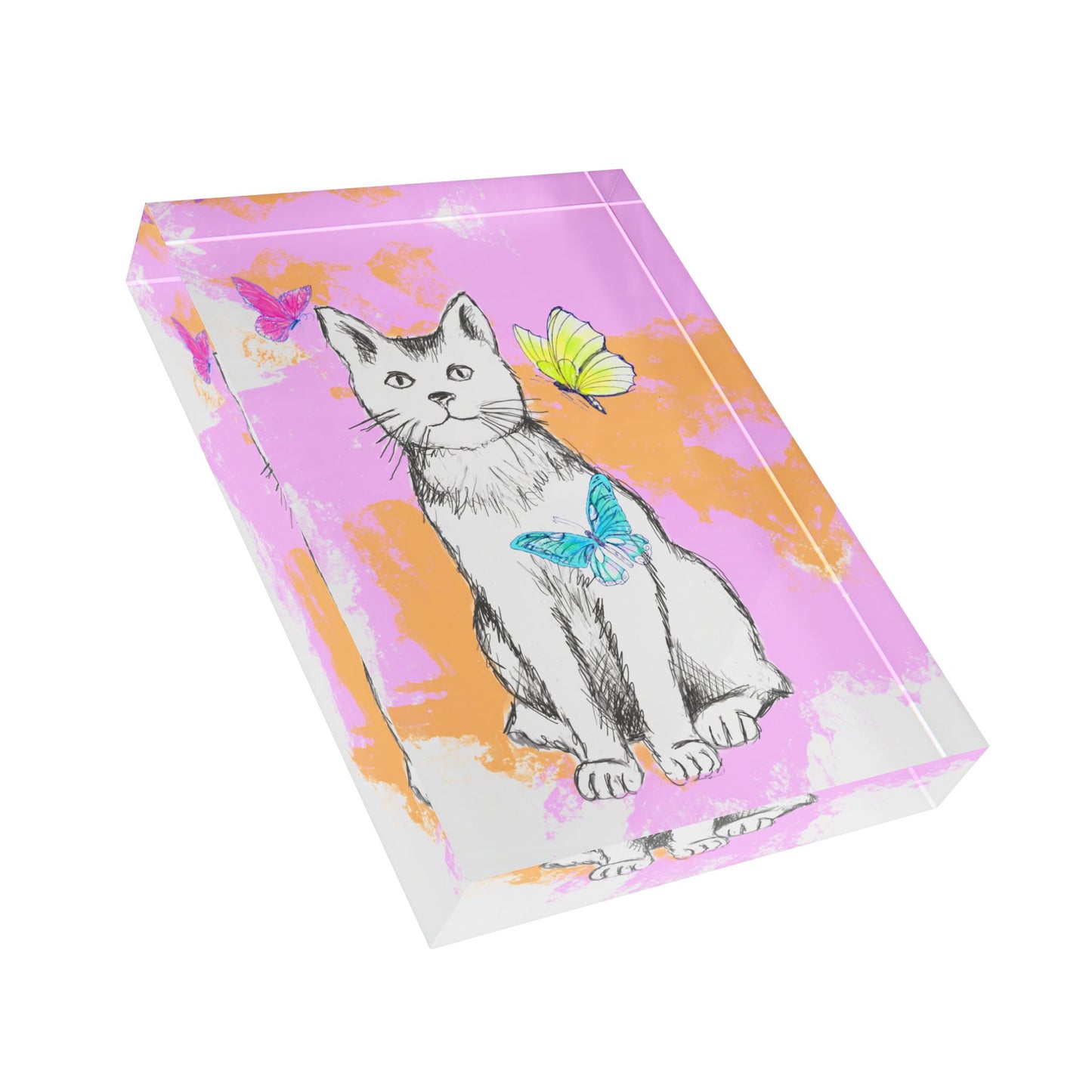Kitty Flutter Acrylic Block