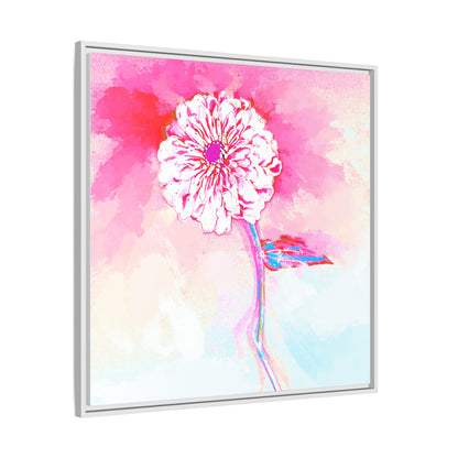 Zinnia Color Splash Matte Canvas Pink Framed