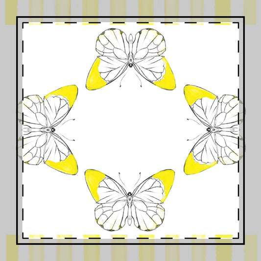 Butterfly Chroma Stripes, Cotton Twill Napkin, Yellow ,Fabric Background Creamy White