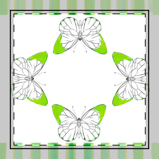 Butterfly Chroma Stripes Poly Twill Napkin, Yellow Green, Fabric Background Bright White