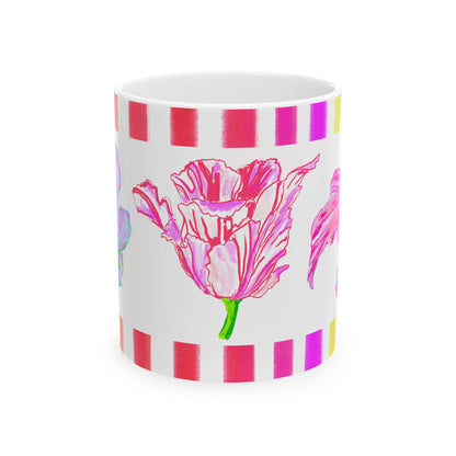 Tulip Love Ceramic Mug, (11oz, 15oz) Lilac, Aqua