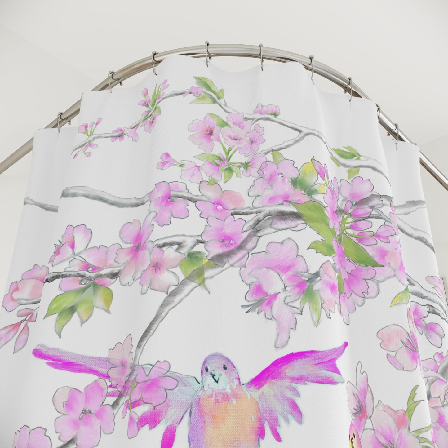Cherry Chirp Shower Curtain