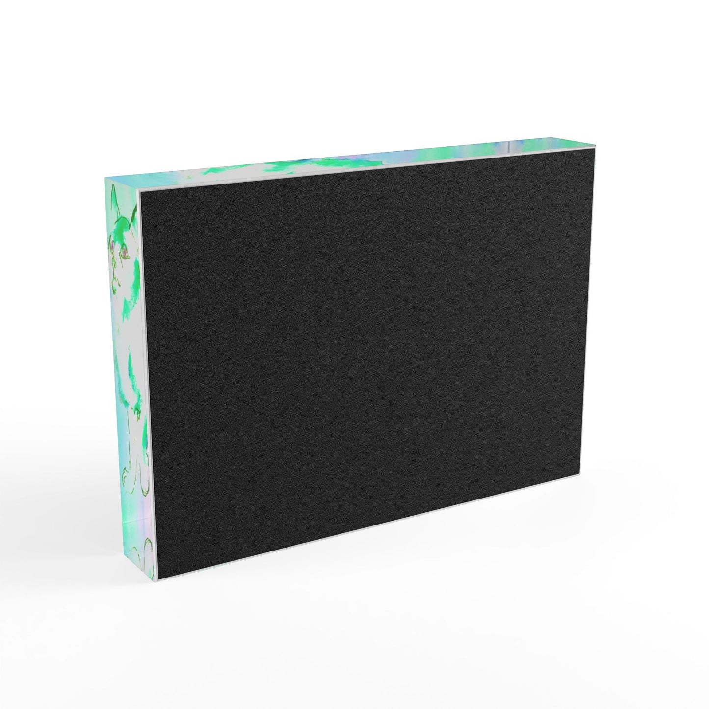 Kitty Fun and Wisdom Acrylic Art Block in Green and Blue "Grace changes the heart"