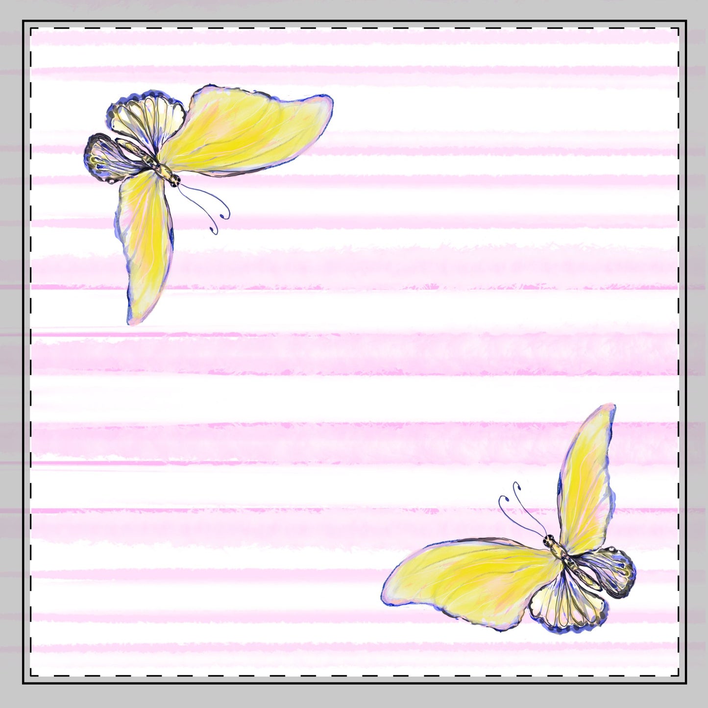 Butterfly Blossom Whirl Cotton Twill Napkin, Yellow, Fabric Background Creamy White, #9