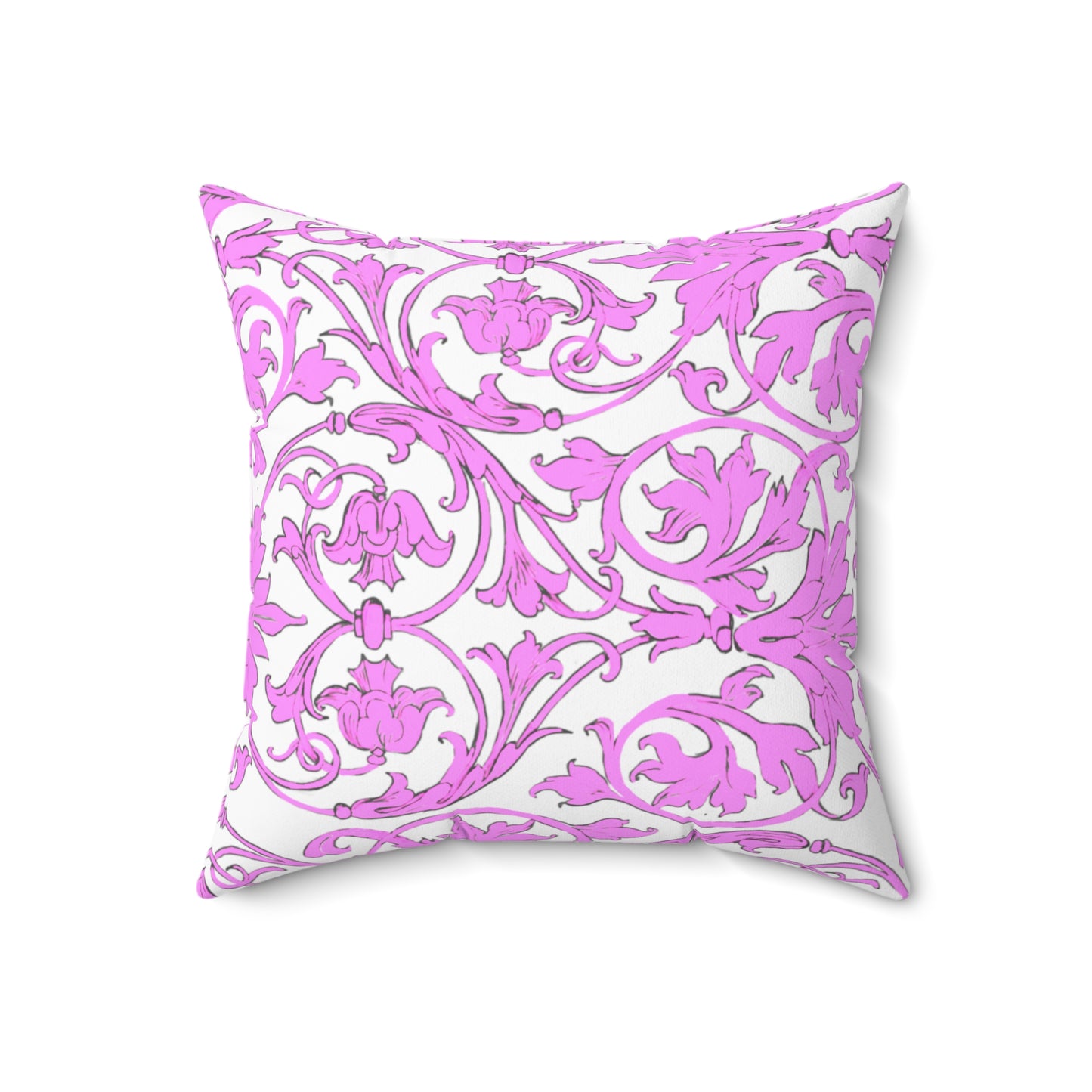 Scrollwork Polyester Square Pillow "A cheerful heart..."