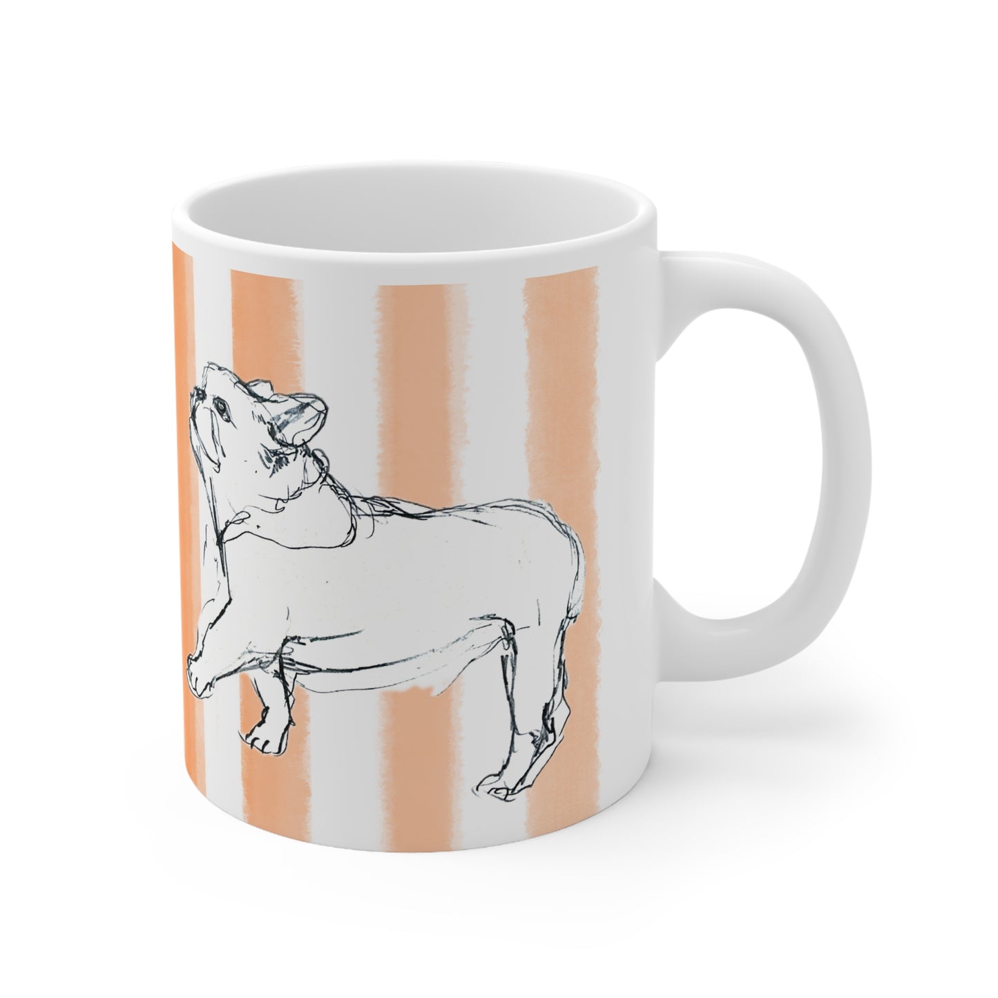 Dogi Fun Ceramic Mug in Orange, 11oz Bulldog