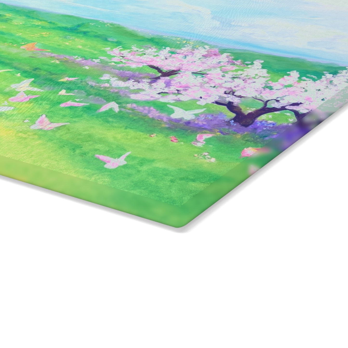 Glass Cutting Board Watercolor Landscape