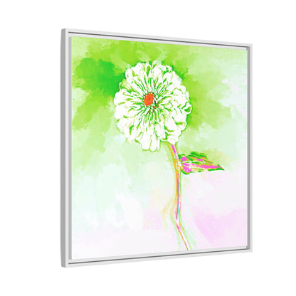 Zinnia Color Splash Matte Canvas Yellow Green Framed