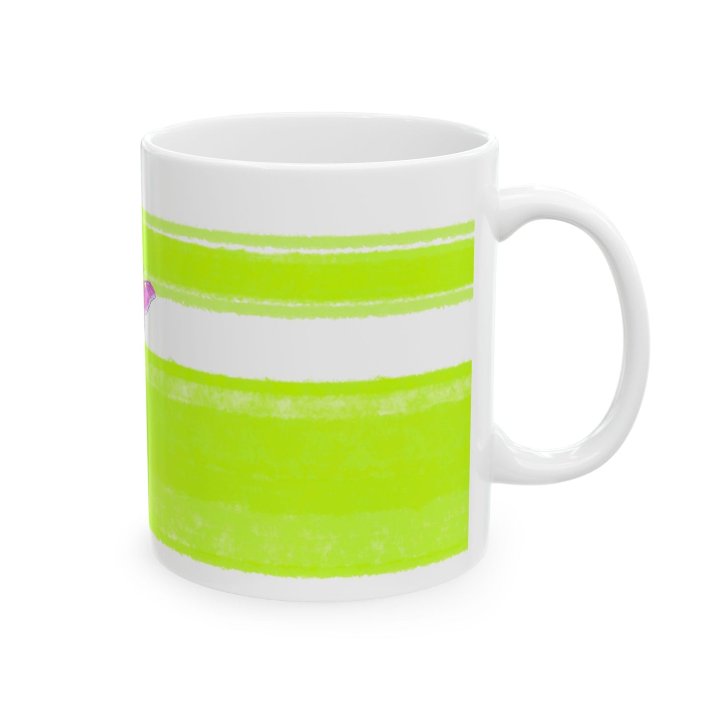 Mega Stripe Dogi Butterfly Flutter Ceramic Mug, (11oz), Lime Schnauzer