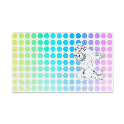 Dogi Fun Hand Towel, Shih Tzus and Multi-Color Polka Dots