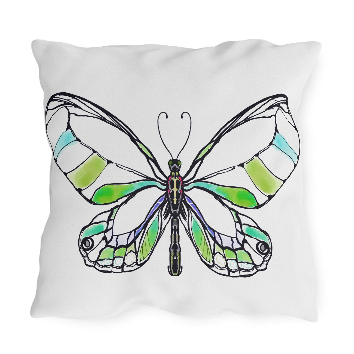Outdoor Pillows Lulu Butterflies Green