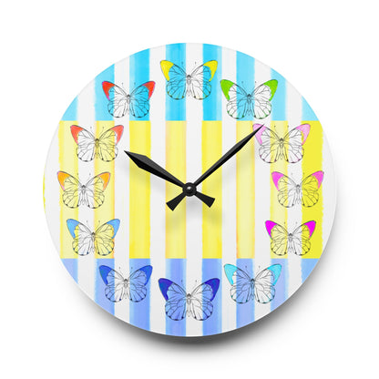 Butterfly Chroma Stripe Acrylic Wall Clock