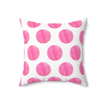 Polka Dot Palette Polyester Square Pillow Raspberry