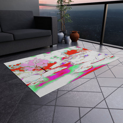 Inspirational Landscapes Indoor/Outdoor Rug, "Squander your life for a purpose", Red and Pink Non-slip