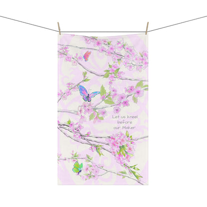 Blossom Glide Tea Towels (cotton, poly) Let us kneel before our Maker.
