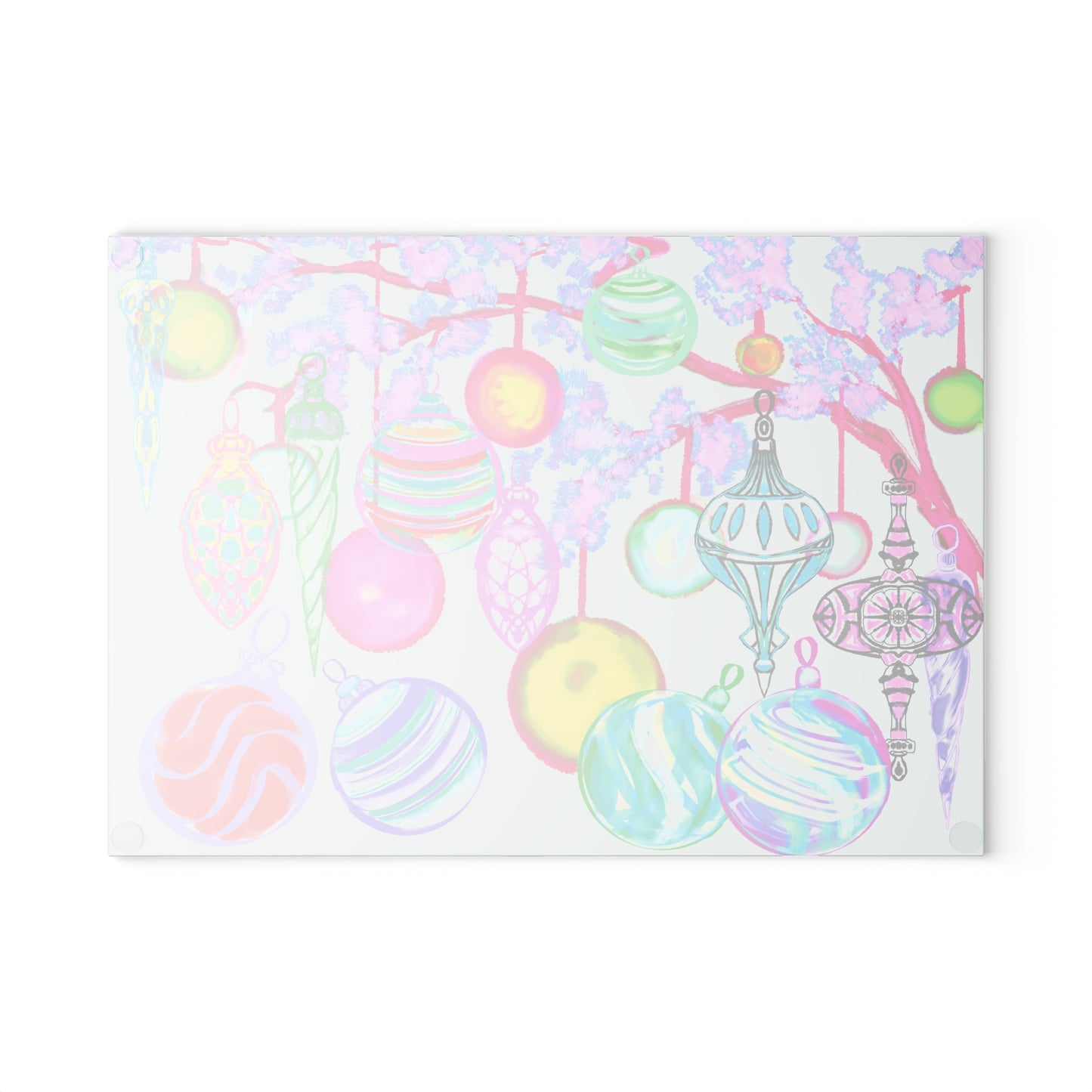 Glass Cutting Board Watercolor Landscape