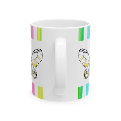 Mugs Butterfly Rainbow Stripe Ceramic Mug in Yellow