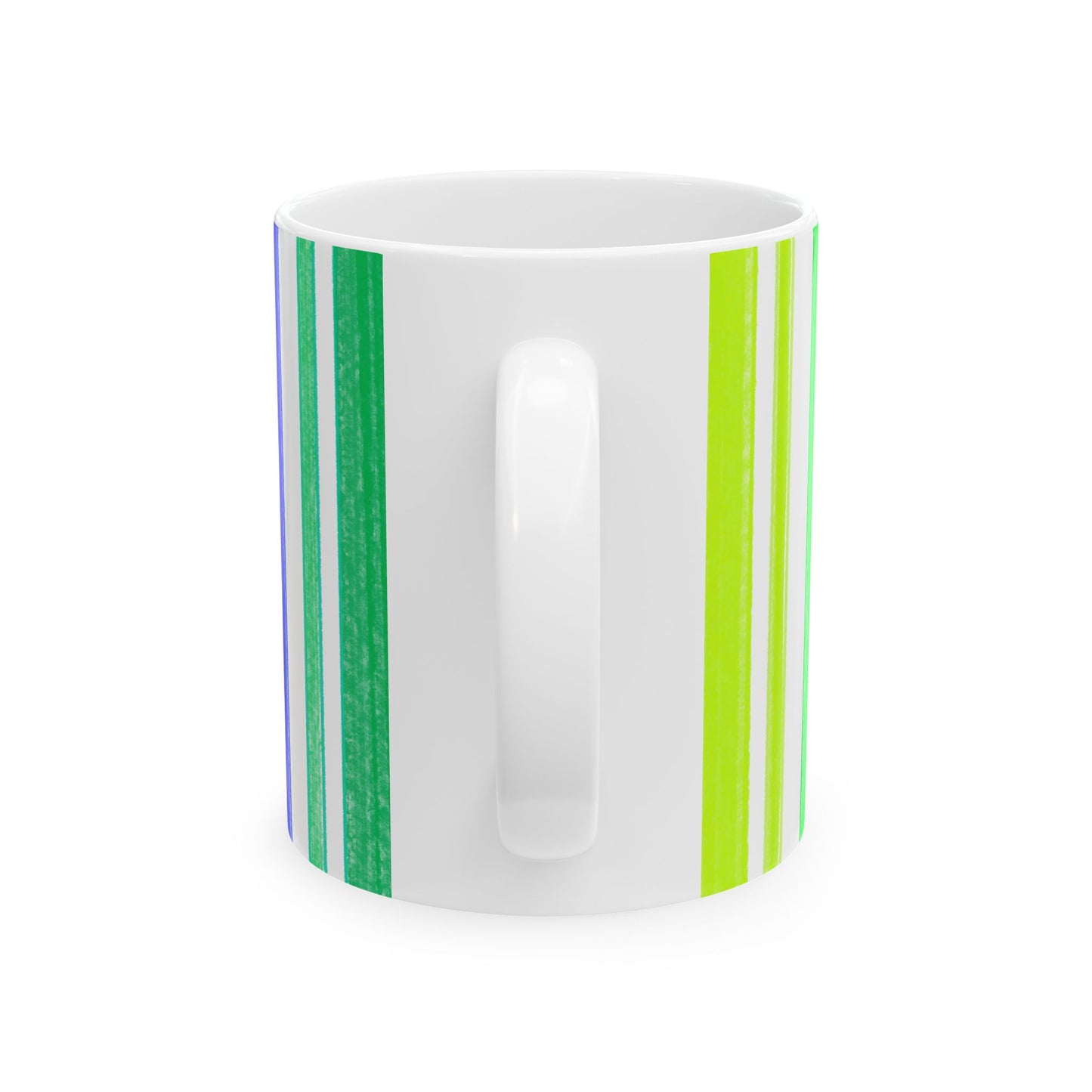 Butterfly Flutterstripe Ceramic Mug, Blues and Greens ( 2 sizes available 11oz and 15oz)