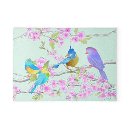 Cherry Chirp  Glass Cutting Board