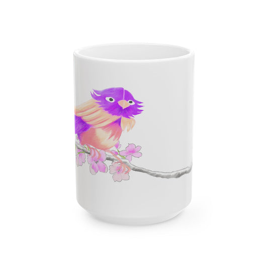 Jolly Birds Ceramic Mug, (11oz, 15oz), Raspberry