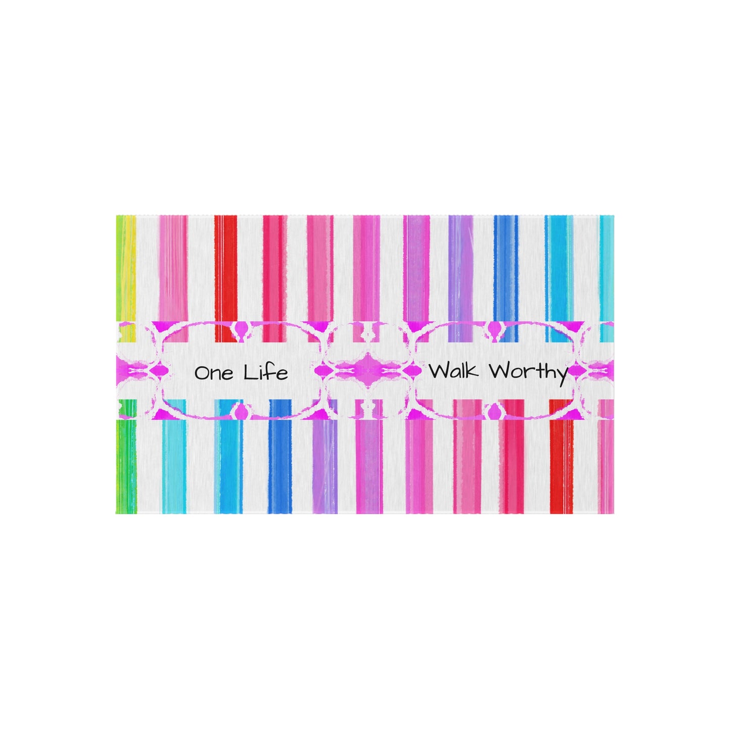 Watercolor Stripes Indoor/Outdoor Rug "One life, walk worthy"