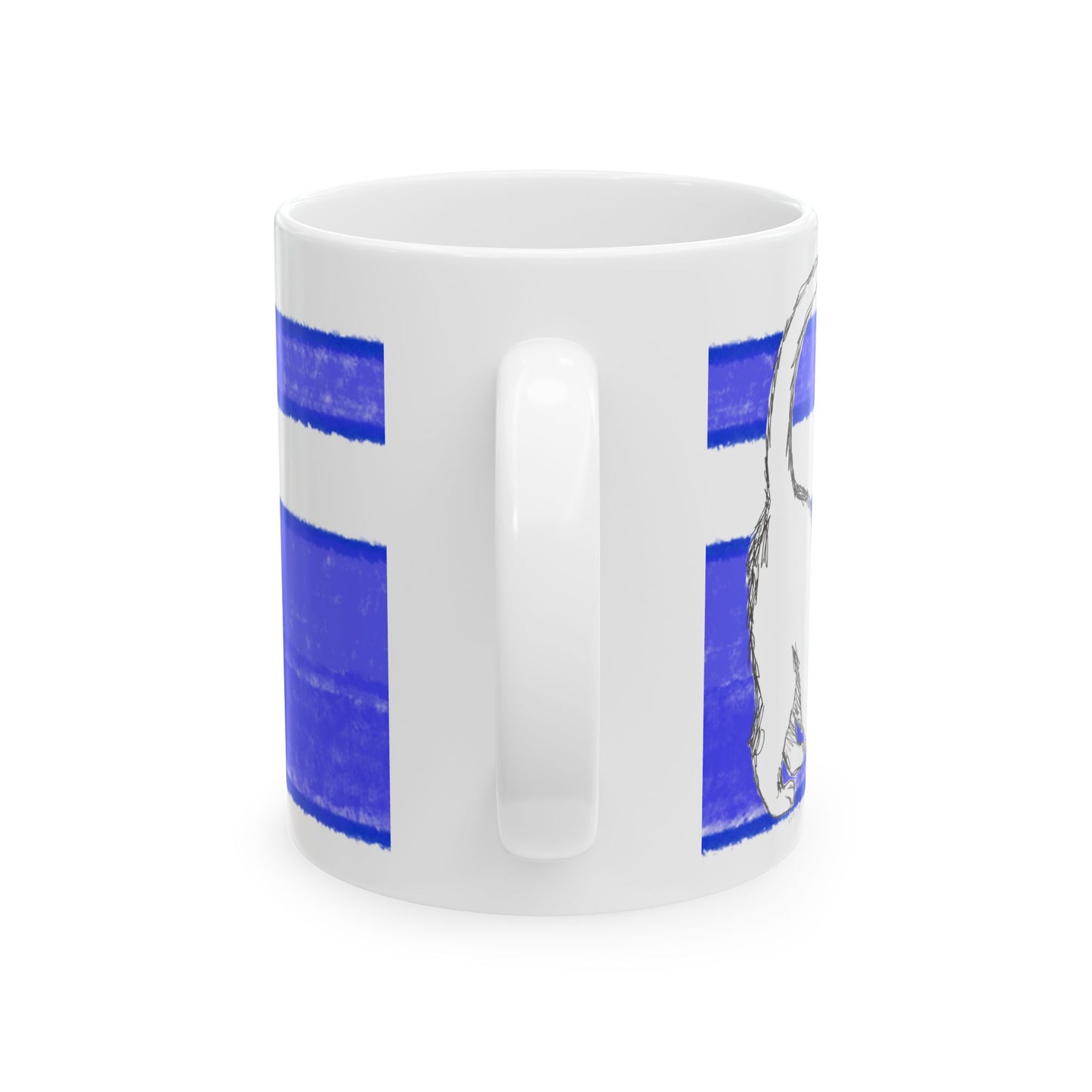 Mega Stripe Kitty Butterfly Flutter Ceramic Mug Ultramarine