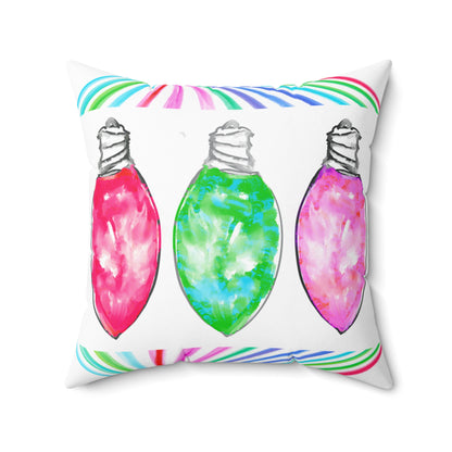 Pillows Christmas Bulbs & Stripes Spun Polyester Square Pillow
