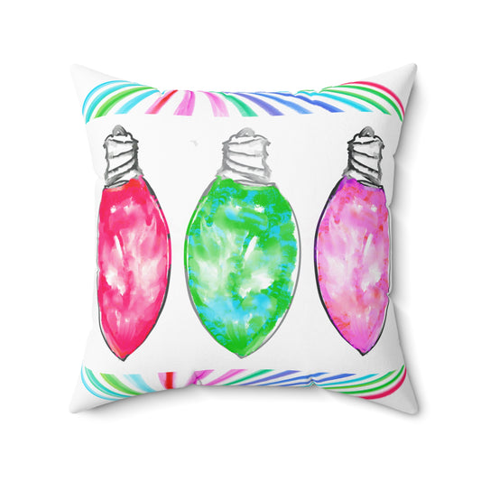 Pillows Christmas Bulbs & Stripes Spun Polyester Square Pillow