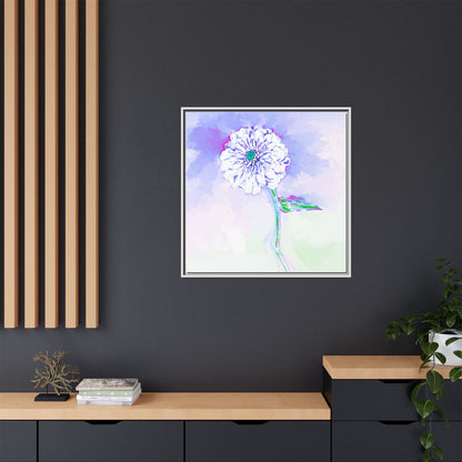 Zinnia Color Splash Matte Canvas Periwinkle Framed