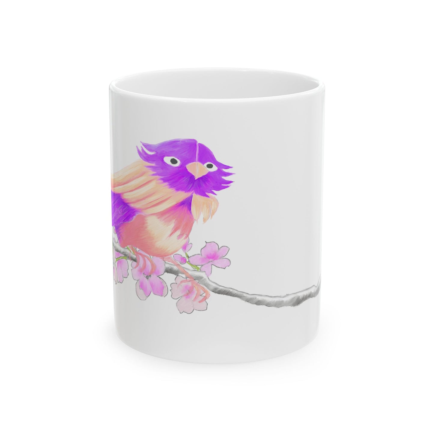 Jolly Birds Ceramic Mug, (11oz, 15oz), Raspberry