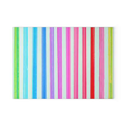 Glass Cutting Boards Watercolor Rainbow Stripes
