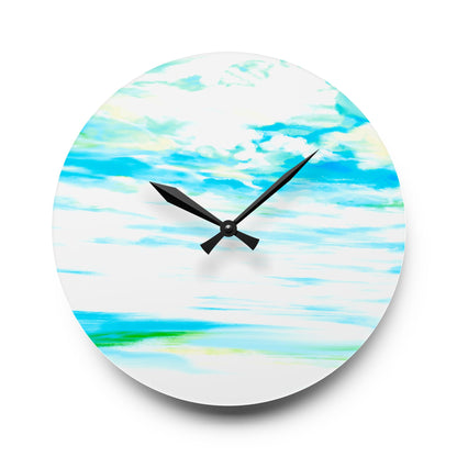 Joyful Landscapes  Wall Clock, Aqua Skies