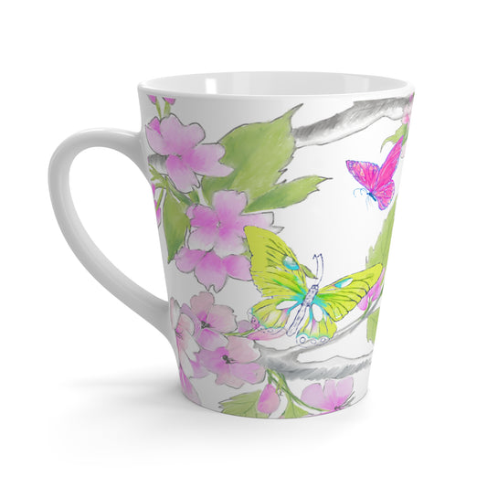 Butterfly Swing Latte Mug Aqua, Pink, Yellow