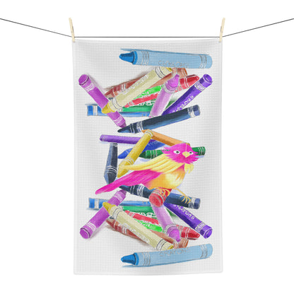 Dish Towels Microfiber Crayons with Birdie